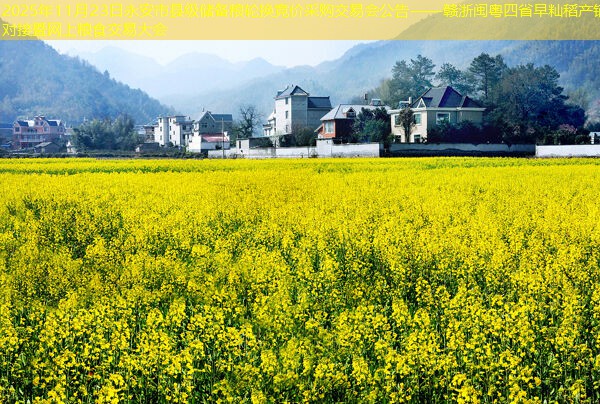 2025年11月23日永安市县级储备粮轮换竞价采购交易会公告——赣浙闽粤四省早籼稻产销对接暨网上粮食交易大会